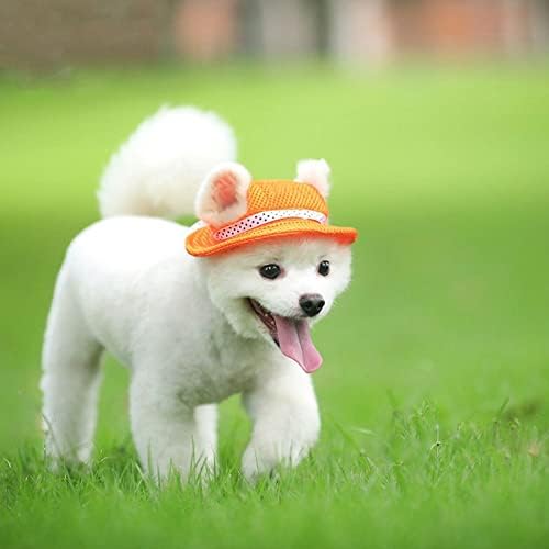 כובע כלב חיות מחמד, כובע מגן שמש עם חור אוזניים כלב קיץ חתול כובע כובע חתול חתול נושם נושם כובע בד.