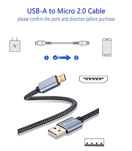 Nanxudyj Micro USB כבל 20ft, טעינה מהירה ארוכה וסינכרון מטען אנדרואיד, כבלי מיקרו USB של ניילון קלוע