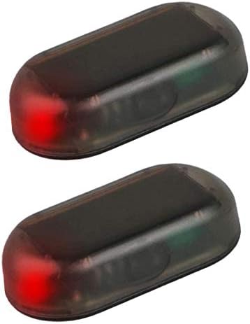 2 יחידות אדום סולארי סולארי אזעקת נורית LED, אור אזעקת מכונית מזויף אבטחה מהבהבת אבטחה מדומה אזעקת דמה אזהרה אנטי-גניבה