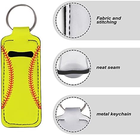הדפסת בייסבול מחזיק שפתון בתפזורת שפתון ליפ גלוס מחזיק מפתחות סט שפתון מבריק מחזיק צהוב