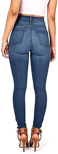 נשים גבוהה מותן סקיני למתוח קומפי ג 'ינס גבירותיי גבוהה עלייה רזה פייט ג' ינס מכנסיים עם כיסים