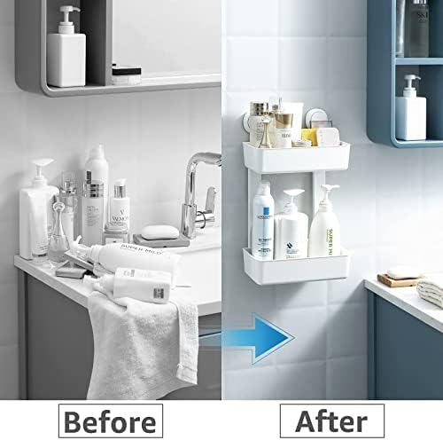 סבון Leverloc סבון סבון מחזיק מקלחת קאדי שכבה כפולה לשכבה לקיר מקלחת רכוב ללא קידוח עצמי ניקוז נשלף