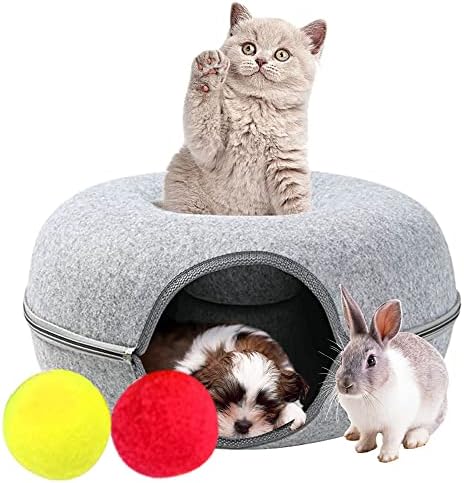 קוקו חתול מערת 24 סנטימטרים עם מנהרת מיטת אבזר-מפנק חתול אוהל ובית עבור מקורה חתולים עם גלגל ממתח, חתול אספקת,