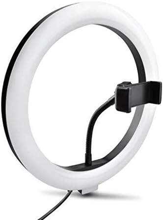 Sifdnrgnfn טבעת selfie אור טבעת 10 אור טבעת שולחן עם מעמד הניתן להרחבה ומחזיק טלפון גמיש, נורות