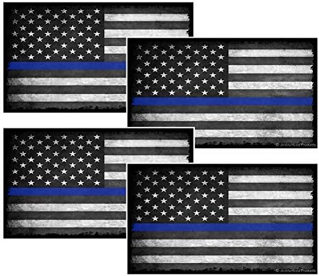אחווה דק כחול דק קווי מדבקות חלון - חפיסת מדבקות תמיכה במשטרה של ארבע מדינה וארבע מדבקות דגל אמריקאיות