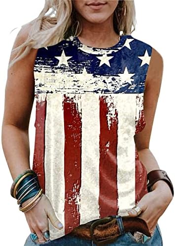 Twgone 4 ביולי חולצות לנשים בגופיות של יום הזיכרון גופיות דגל אמריקאי חולצה פטריוטית טופסי קיץ