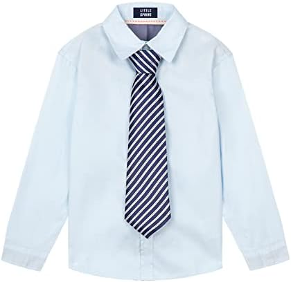 אביב ילדים קטנים כפתור למטה חולצות ארוך שרוול שמלת חולצות עם עניבה לילדים