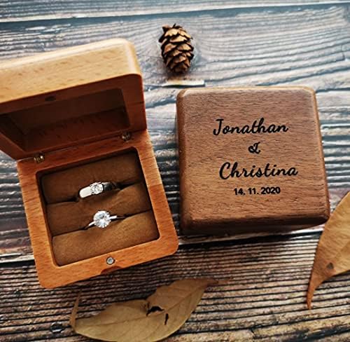 ארגז טבעת חרוט בהתאמה אישית אגוז עץ טבעת עץ אירוס