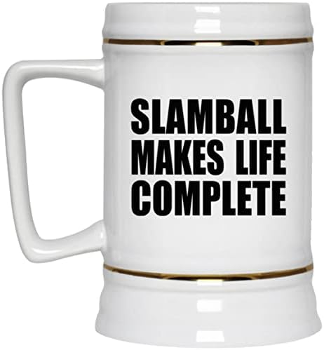 Designsify Slamball הופך את החיים למושלמים, 22oz Beer Stein Ceramic Tickard ספל עם ידית למקפיא, מתנות ליום