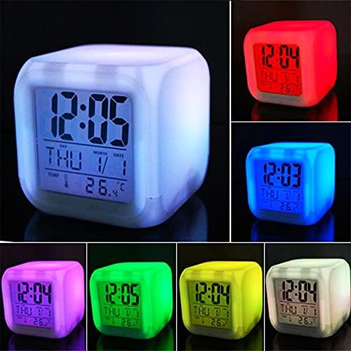 7 Coloralarm Clock Led Led שעון דיגיטלי החלפת אור לילה זוהר שעון שולחן ילדים נואש ילדים מתנה T