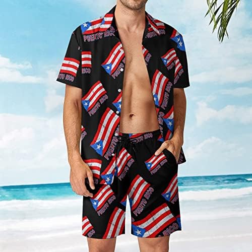 דגל גאווה של פורטו-ריקני, חולצות שרוול קצרות ומכנסיים, חולצות שרוול קצרות, תלבושות חוף קיץ רופפות התאמה כושר