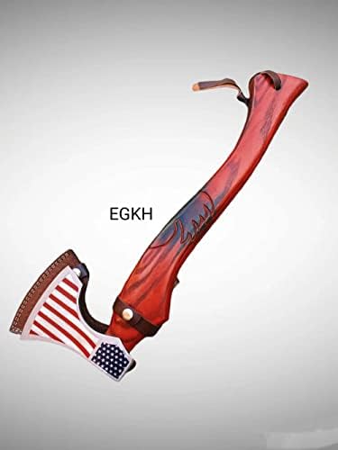 יפה מותאם אישית בעבודת יד גבוהה פחמן פלדה ויקינג גרזן אמריקאי דגל סגנון להב גרזן-מתנות בשבילו,עץ