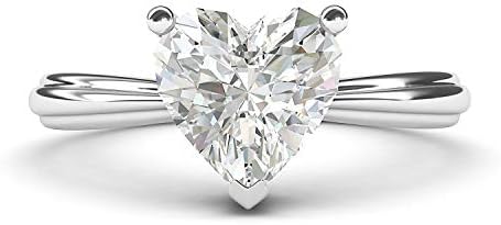 זהב לבן 14 קראט מדומה בצורת לב טבעת אירוסין יהלום העלה שוק הבטחת טבעת כלה