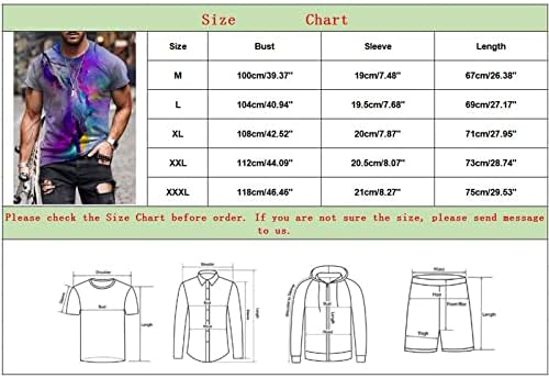 חולצות T לגברים לגברים שרוול קצר תלת מימד דפוס דיגיטלי של שרירים צוות צוואר צוואר חולצת חולצות