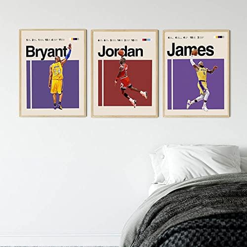 פוסטרים של כדורסל מייקל לבנים חדר שינה בראיינט קנבס קיר אמנות ועיצוב ספורט מתנה לאוהדי הכדורסל של