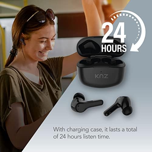 Knz נוהג אוזניות סטריאו אלחוטיות אמיתיות עם ביטול רעש פעיל היברידי, ביטול רעש סביבתי ומצב סביבה, Bluetooth