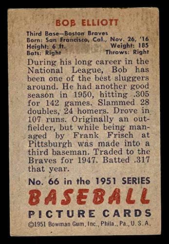 1951 באומן 66 בוב אליוט בוסטון בראבס VG/Ex Braves