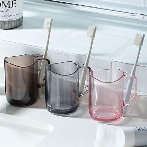 Yswpna שיניים צחצוח כוס מים כוס גרגר יצירתי שקוף זוגי גבוה שטיפת כוס פלסטיק ביתית סטודנטית 透棕色
