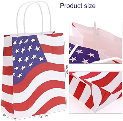 Howa 12 חתיכות 4 ביולי שקיות מתנה, דגל אמריקאי דגל אדום לבן לבן כחול תיקים לתיקי פינוקים ליום הזיכרון, שקיות