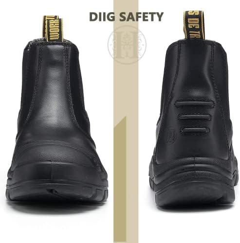 מגפי עבודה של DIIG לגברים, מגפי עבודה אטומים לפלדה/אצבעות רכות, נעלי עבודה עמידות בפני החלקה נגד