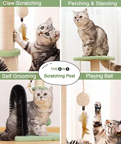 עמוד גירוד חתול אוסמי עם טיפוח עצמי ופלטפורמה עליונה - עמיד סיסל חתול גרדן עמוד שריטה חתול יציב