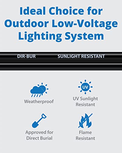 Lightkiwi 10/2 חוט קבורה ישיר לתאורת נוף מתח נמוך - 250 רגל - כבל תקוע תת -קרקעי חיצוני לאור זרקור, תאורת