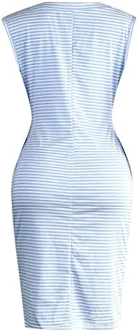 שמלות מקסי של קיץ לנשים 2023, אופנה נשים רופפות בקיץ ללא שרוולים עגול צוואר עגול חגורת פסים מזדמנים שמלת