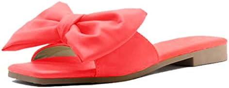 RBCULF נשים נעלי בית קשת 2023 נעלי בית שטוחות בקיץ סנדלים מזדמנים של חוף פתיחה בוהן פתוחה להחליק