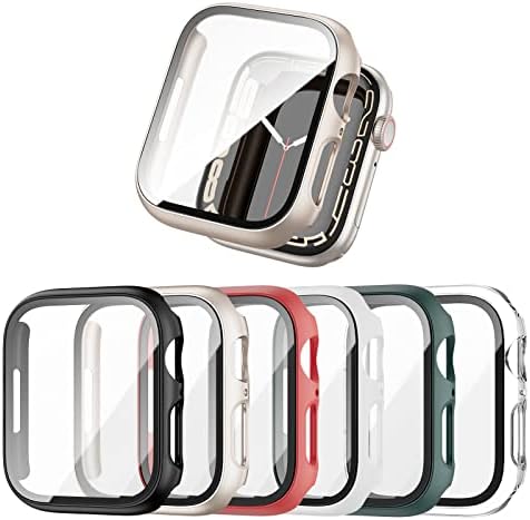 6 מארז חבילה לסדרת Apple Watch 3/2/1 42 ​​ממ עם מגן מסך זכוכית מחוסמת, Colaxuyi PC HARD CASE
