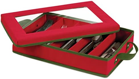 קופסת אחסון כלי אוכל של זובר עם מחלקים, מיכל סעיף מגיע עם שתי ידיות וחלון PVC ברור לקבלת ראות