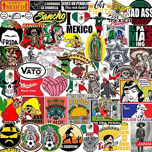 100 יחידות מדבקות קשיחות מקסיקניות, מדבקות ארגז כלים מקסיקו ויניל מקסיקו, עיצוב צ'יקנה לבקבוק מים נייד