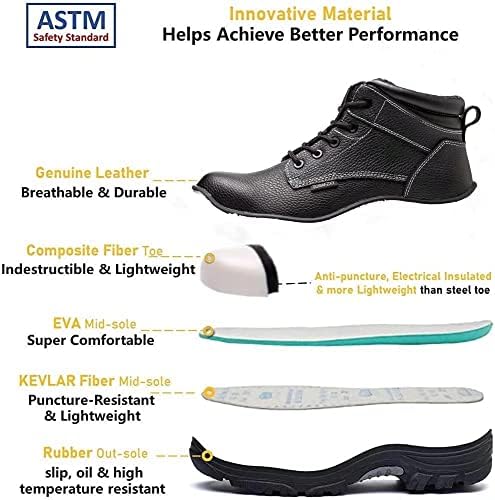 עבודה מגפי בלתי ניתן להריסה מרוכבים-הבוהן עמיד למים עור עבודת מגפי בטיחות נעליים לגברים