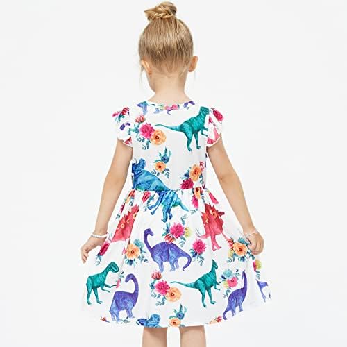 פעוטות פעוטות שמלת תינוקת שמלות ילדים קטנות שמלות בנות נוחות חצאית דינוזאור שרוול