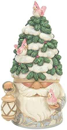 Enesco Jim Shore Heartwood Creek Wodland Wodland Gnome חגיגי אי פעם עם פסלון כובע עץ ירוק-עד, 7.09