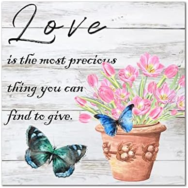 אהבה היא הדבר היקר ביותר שתוכלו למצוא כדי לתת שלט עץ פרפר פרח פרח צבעוני בקטל של פלאק יצירות אמנות