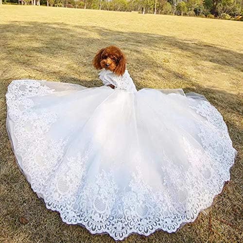 חיות מחמד כלב שמלת נגרר נסיכת חתונה שמלת מציעים רעלה גור בגדים בעבודת יד רקמת לכלבים קטנים צ ' יוואווה