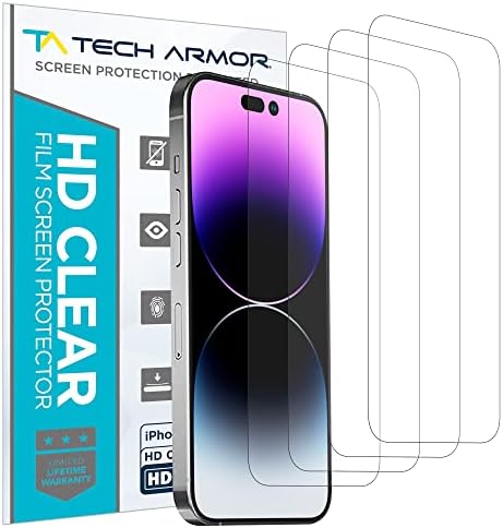 Tech Armor 4 Pack HD Clear Slief Screen Protector תואם ל- Apple New iPhone 14 Pro Max 5G 6.7 אינץ '2022