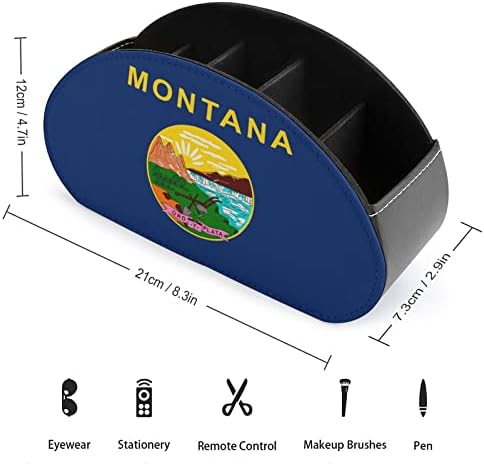 דגל מדינת מונטנה קליפורניה דגל עור PU מחזיק בשלט רחוק שולחן כתיבה מארגן מארגן עם 5 תאים