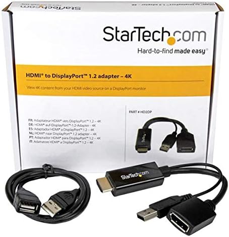 Startech.com 4K 30Hz HDMI לתאם מתאם וידאו של DisplayPort w/ USB Power - 6 in - HDMI 1.4 ל- DP 1.2 ממיר