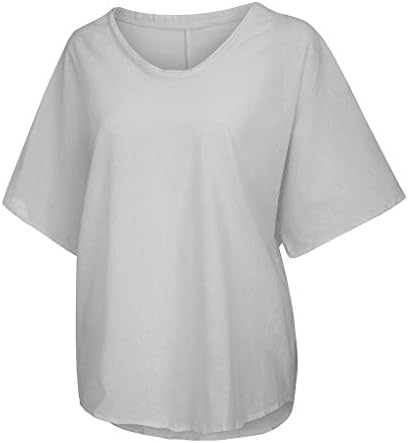נשים בתוספת גודל חולצה מוצק צוואר קצר שרוולים רופף חולצה מזדמן קיץ חולצה חולצות