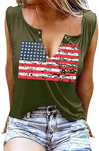 חולצות 4 ביולי חולצות גופיות לנשים דגל אמריקאי קיץ קיץ חולצה חסרת שרוולים כוכבים מפוספסים גופיות כושר פטריוטי