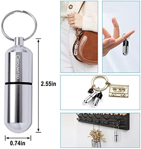 2 מארז מחזיק גלולת מחזיק מפתחות, מיני נייד גלולת מקרה בקבוק עבור ארנק, עמיד למים כיס גלולת תיבת