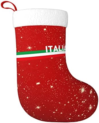 QG ZZX גרבי חג המולד עם שרוול קטיפה סופר רך סופר איטליה איטליה איטליה דגל איטלקי גרבי חג המולד גרב קישוטי