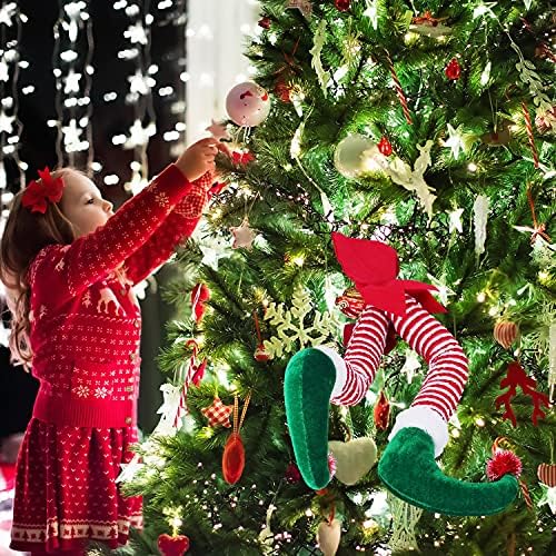 WAENEREC 20 רגליים שדון לעץ חג המולד רגליים ממולאות תקועות עץ טופר קישוטים רגליים של שדון חג המולד לתא המטען,