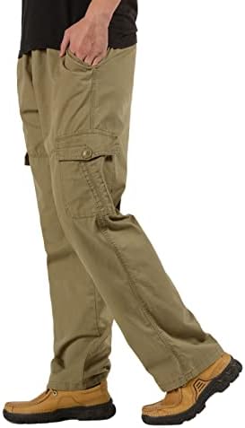 מכנסיים מטען מיאשוי בני גברים של אופנה מזדמן רופף כותנה בתוספת גודל כיס תחרה עד מכנסיים כולל