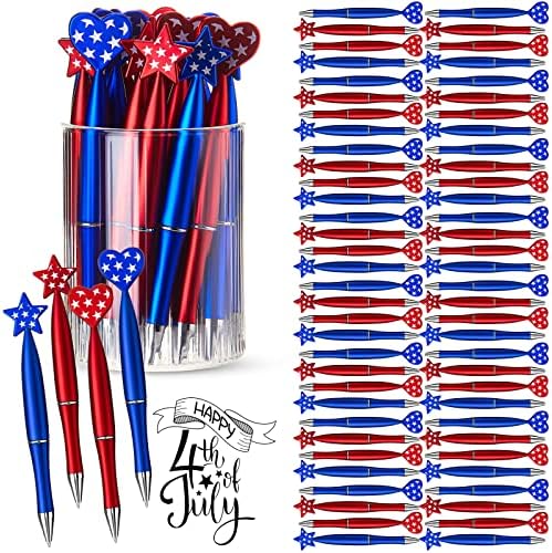 100 יחידות אמריקאי דגל עטים נשלף 1.0 ממ ארהב פטריוטית יום כדורי עט לב כוכב עצמאות יום שחור דיו עט עבור