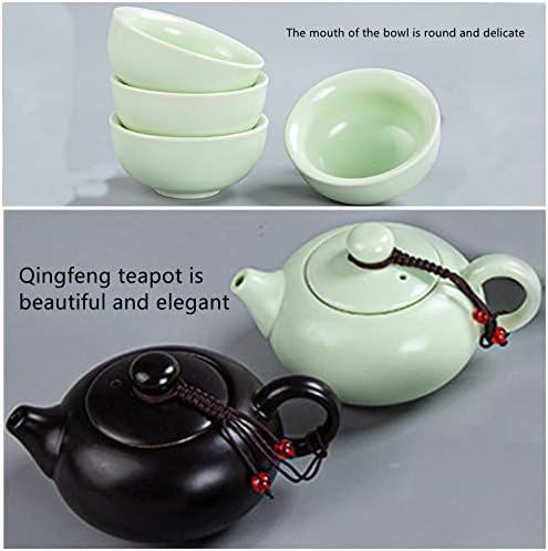 ערכת תה טיולים ניידים של Leyin - ערכת תה גונגפו בעבודת יד עם פחית תה, קומקום, כוסות תה, מיכל תה, מגש תה ושקיות