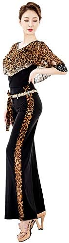 Si Hyun Danceware Latin Tango Leopard התחפושת היא סט של חולצת קייפ ומכנסי חגורת הנמר של Hopi Design.