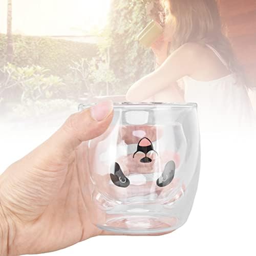 אנז זכוכית קיר כפול, כוס זכוכית חמודה 250 מל קיבולת גבוהה זכוכית בורוסיליקט לחלב חלב