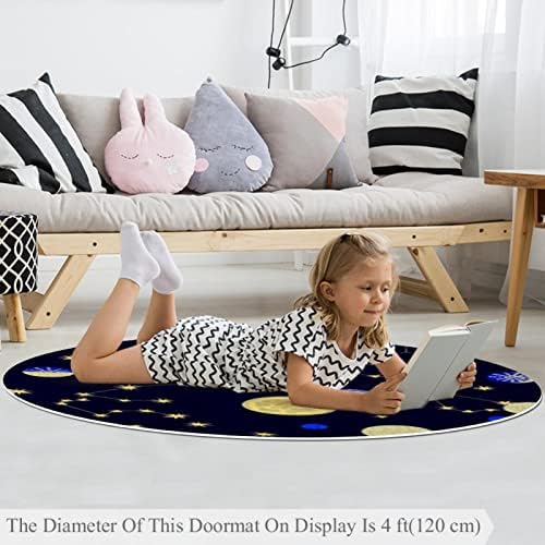 Llnsupply בגודל גדול 4 מטר ילדים עגולים אזור משחק שטיח פלאנט כוכב שטיחים כרית לא להחליק ילדים